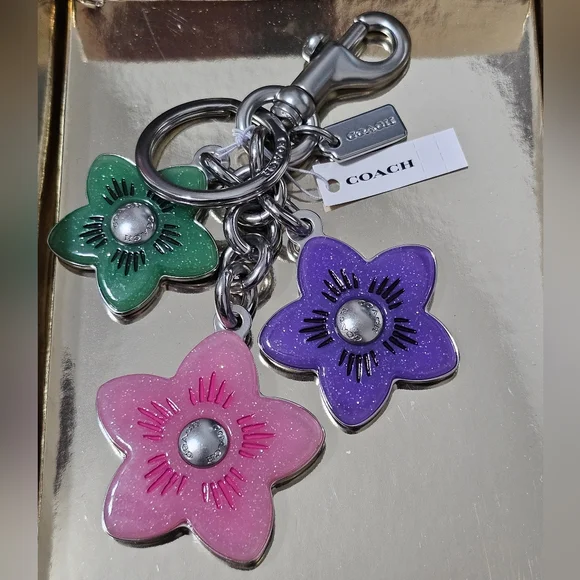 Coach Wildflower Cluster Bag Charm Keychain New with Tags - Picture 8 of 9